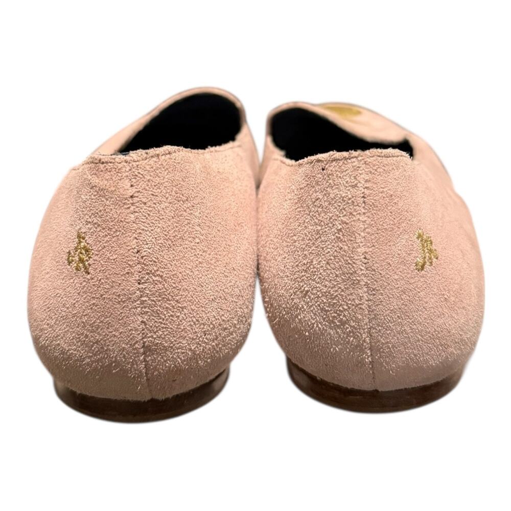 Jack Rogers ANICE Gold Pineapple Suede Flat Pink Blush Embroidered Shoes Size 9 - Picture 6 of 9